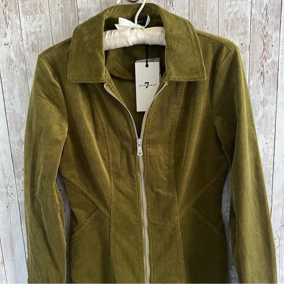 7 For All Mankind Olive Corduroy Long Sleeve Dress - Picture 2 of 6